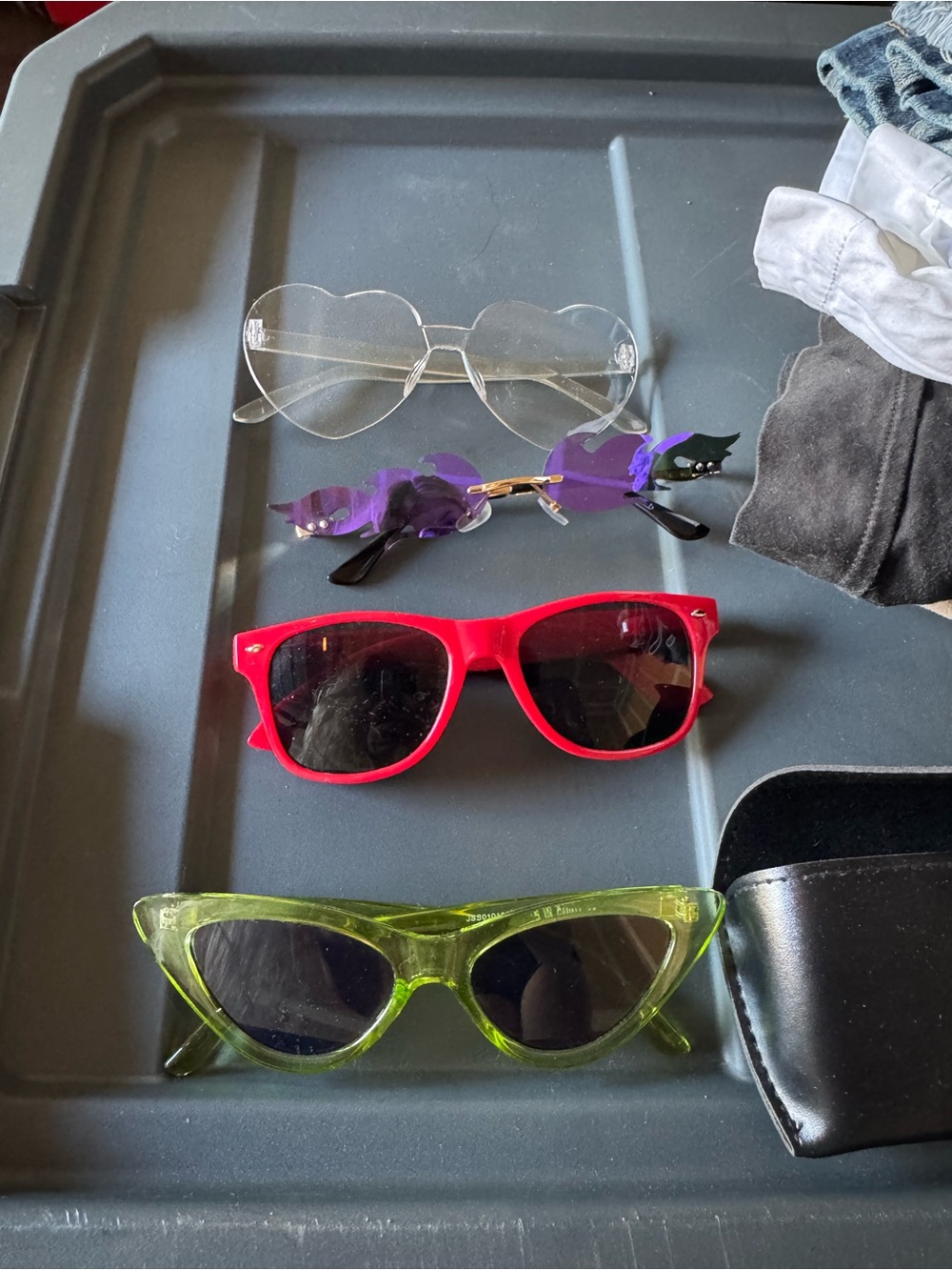 Assorted Sunglasses Set - Red, Purple, Clear, Green Frames